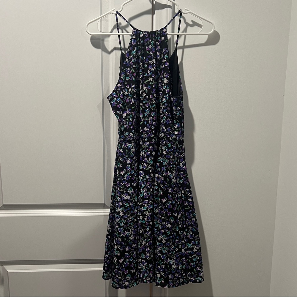 Express Black and Purple Floral Midi Dress